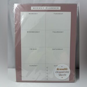 New-Custom Made Weekly Planner Reusable Organizer Sheet w/Wet Erase Marker